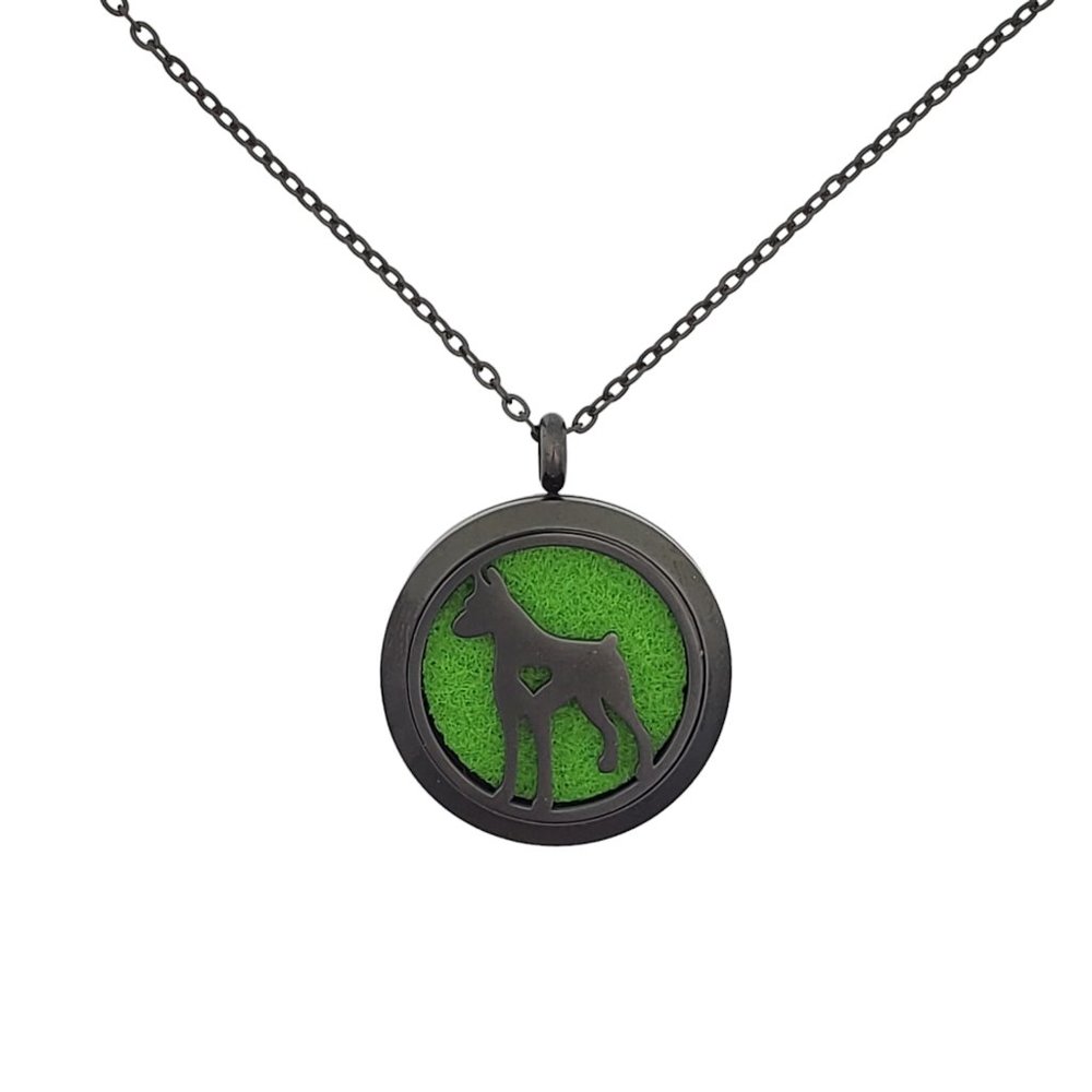 Black Stainless Steel Large Dog Essential Oil Pendant Necklace Hypoallergenic
